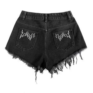 NEW Raw Hem Embroidery Denim Shorts